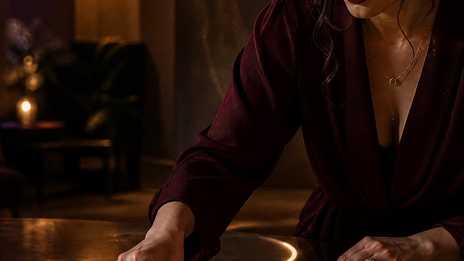 An adult reader organizing books, story cards, and a phone in a violet room, created for AO3 Is Not Social Media: How the Archive Really Works