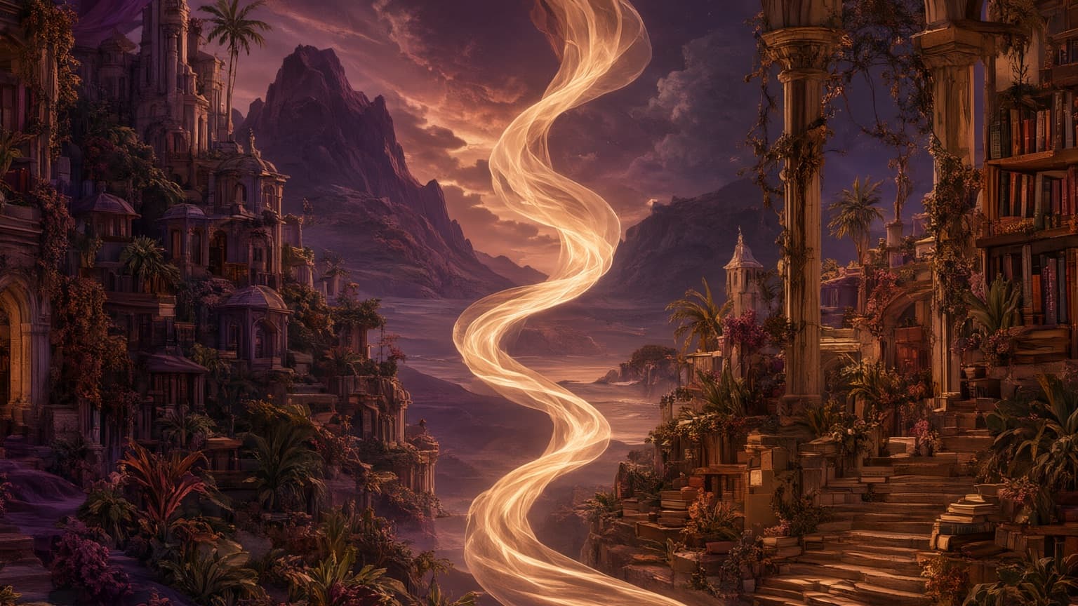 Two contrasting fiction worlds connected by a trail of pages, created for 7 Wattpad Alternatives Worth Trying in 2026