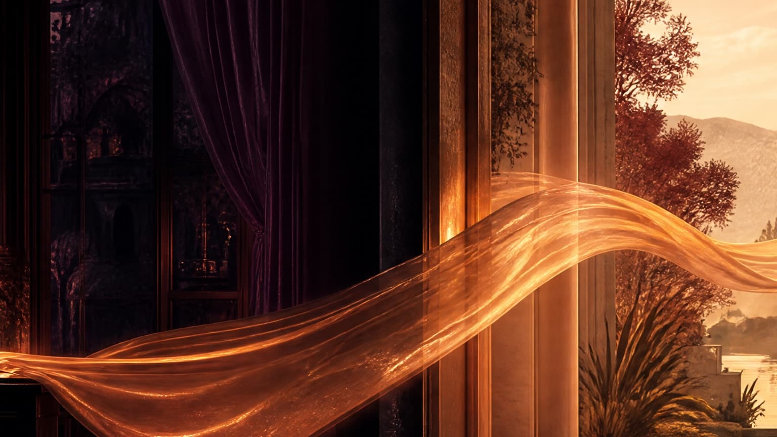 Two contrasting fiction worlds connected by a trail of pages, created for How FanFiction Readers Manage 50+ In-Progress Stories