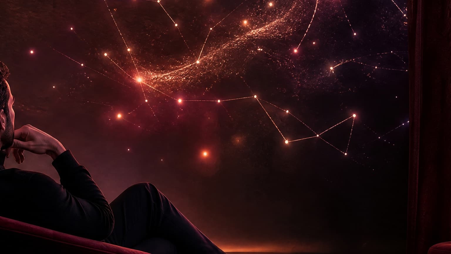 An adult reader following a web fiction story across a glowing screen and paper archive, created for Web Fiction Summer 2026: What's Hot Right Now