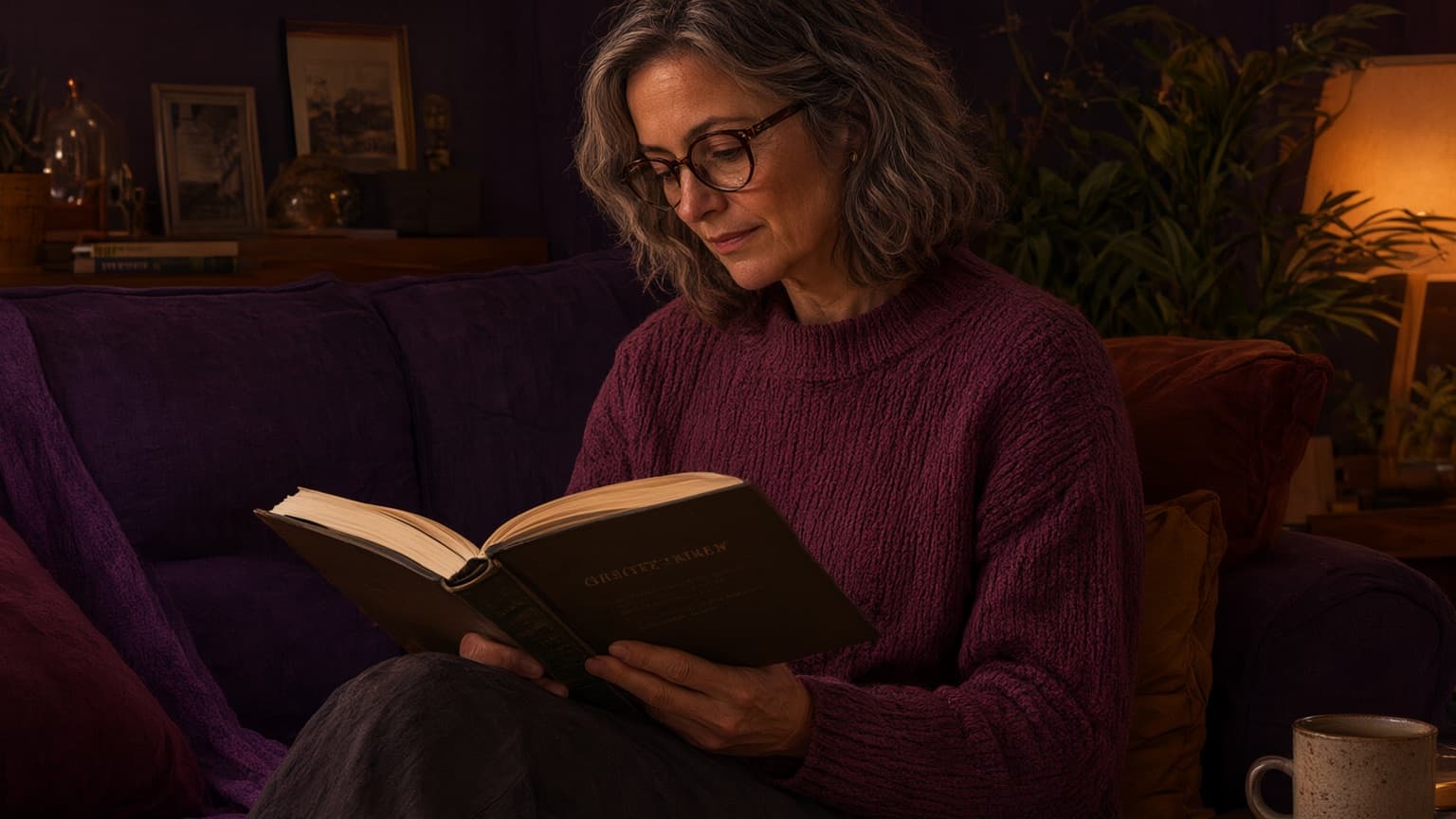 An adult reader following a web fiction story across a glowing screen and paper archive, created for Web Fiction Trends to Watch in Spring 2026