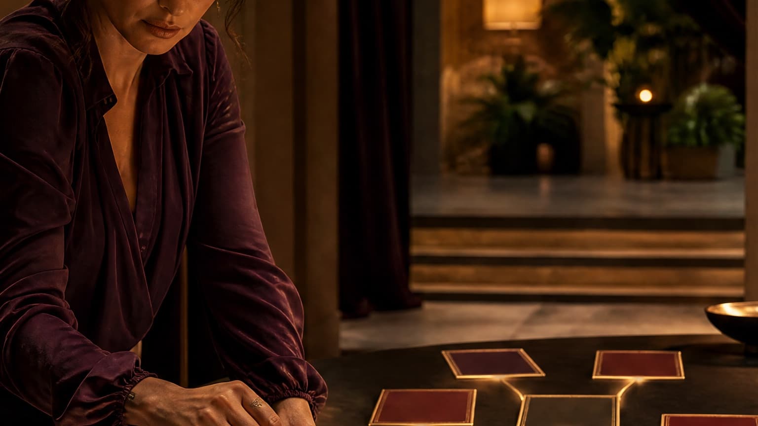 An adult reader organizing books, story cards, and a phone in a violet room, created for How Long Should a Web Serial Chapter Be?